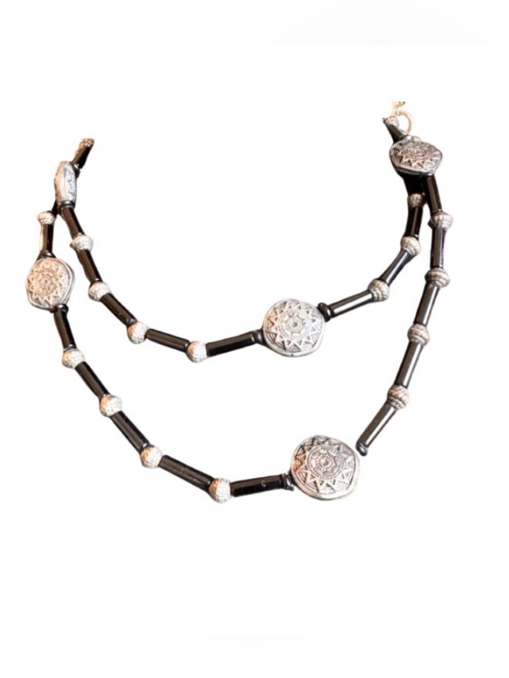 Black & Silver Southwestern Sun Necklace